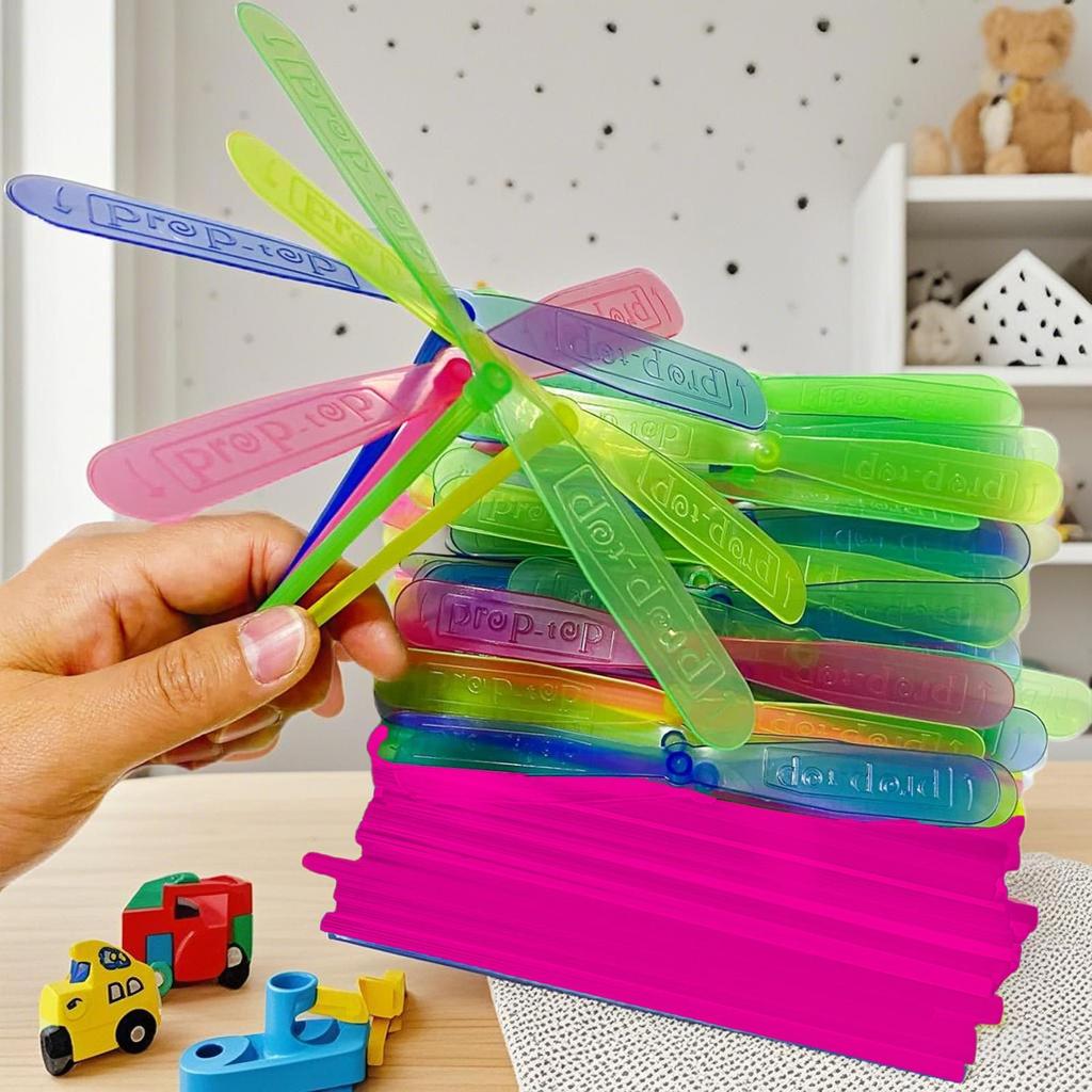 30pcs Plastic Bamboo Dragonfly Shape Hand Push Flying Propeller Outdoor Sports Game Kids Toy Gift Rotating Flying Arrow Games