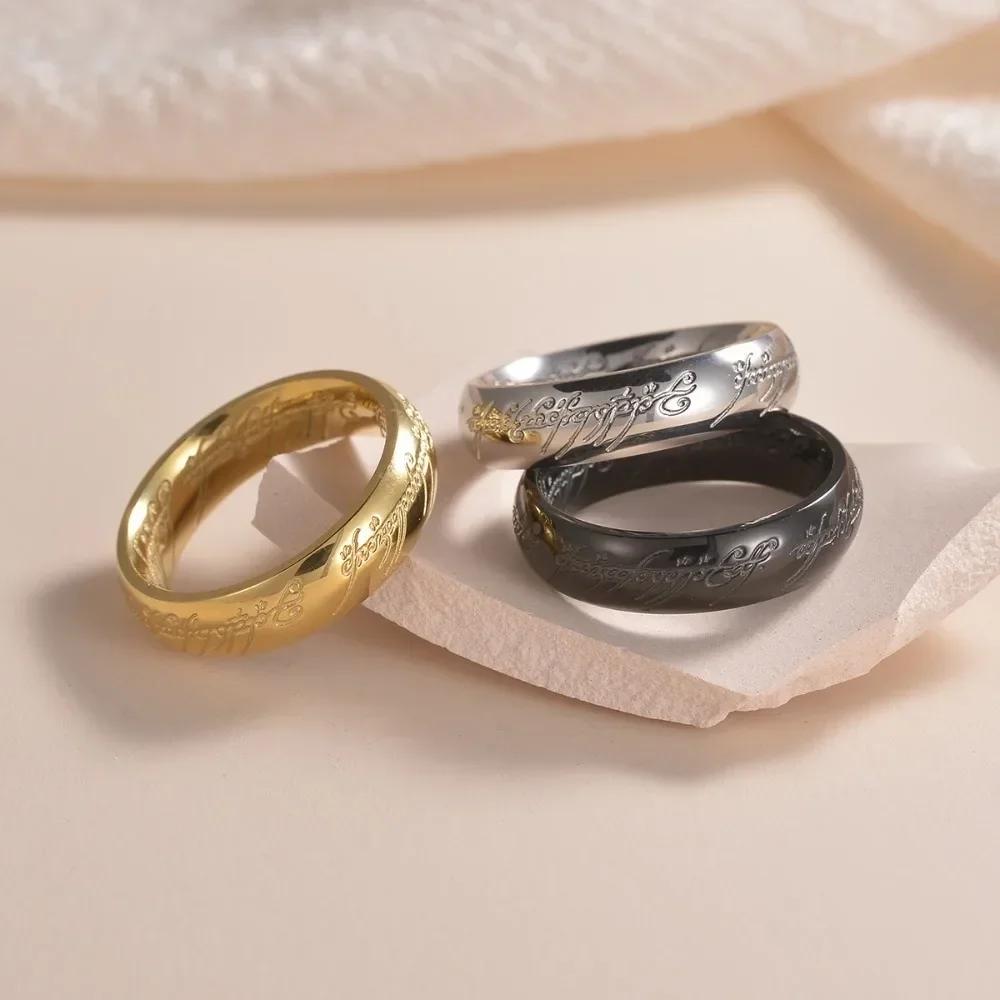 3pcs Simple Trendy Stainless Steel Rings, Golden, Black, Silvery Colors Men's  Jewelry