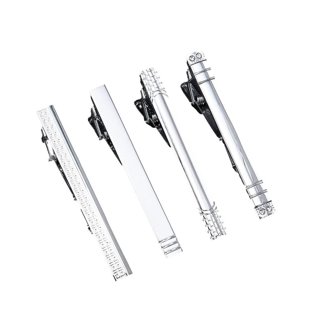 Stylish Tie Clip with Storage Box Set of 4pcs Necktie Clip Alloy Tie Bar Business Tie Pin for Men Father's Day Gift