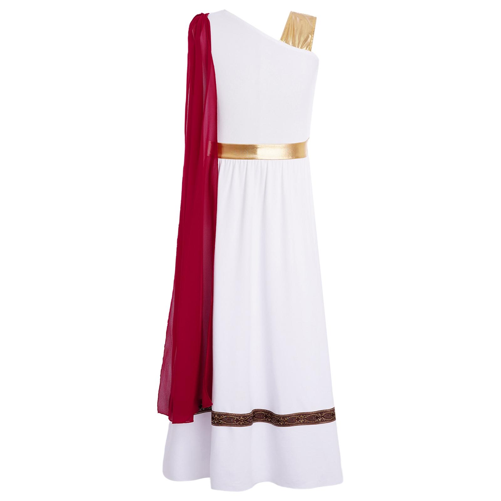 

Girls Metallic Patchwork Sleeveless Dress Greek God Roman Costume Shawl Cape Stage Outfit 7-8 Years бордовий