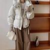 Small Hooded Down Jacket Women's 2024 Winter Sweet Design Sense Round Button Warm White Duck Down Bread Clothing