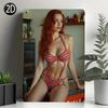 Vintage 1950s Retro Metal Wall Sign Bikini Girl Iron Poster for Bar Cafe Home