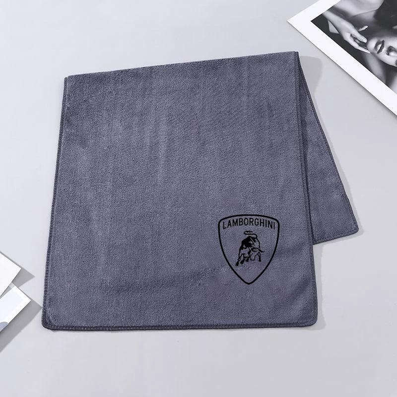 

New Microfiber Car LOGO Wash Towel Cleaning Drying Cloth For Lamborghini Urus Huracan Aventador Modification Auto Accessory