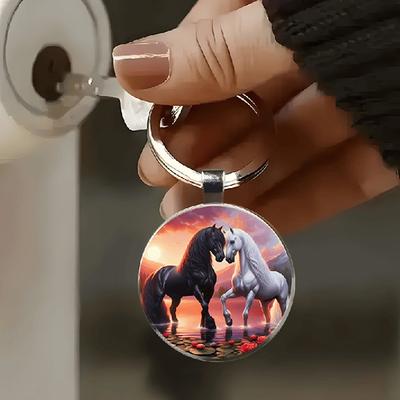 Vintage Animal Horse Head Pattern Circular Pendant Backpack Hangings Decoration Gifts