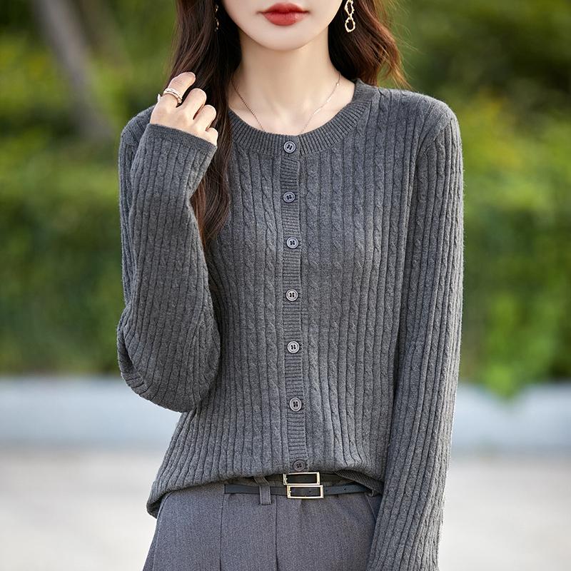 

Женский кашемировый кардиган Qinghe кашемир 50% шерсть 50% шелк Женский осенне-зимний кашемировый кардиган мягкий и теплый XL серый