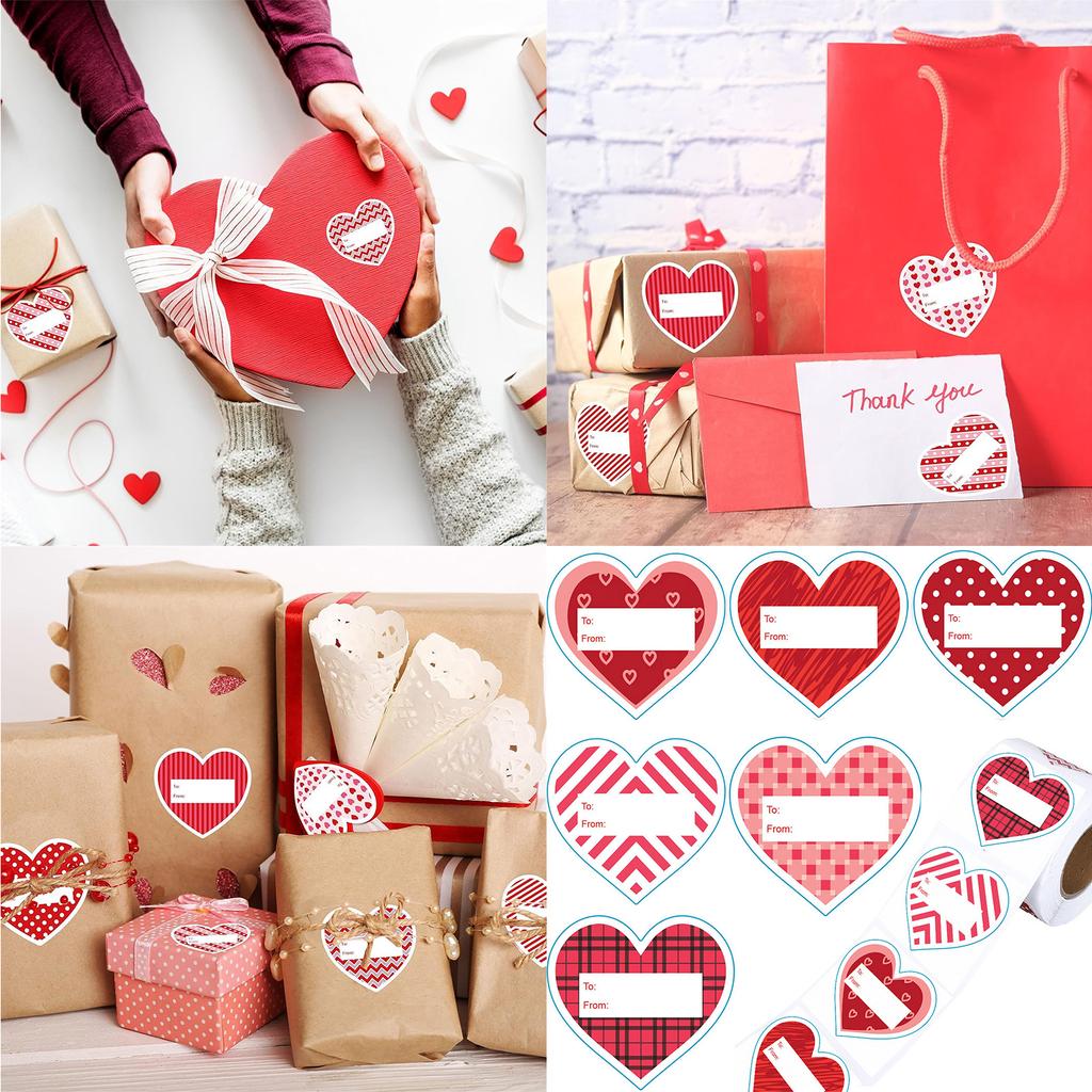 60Counts Valentines Day Heart Sticker 2x2.3Inch Self Adhesive Wrapping Labels for Packaging Box Sealing Wedding Supplies