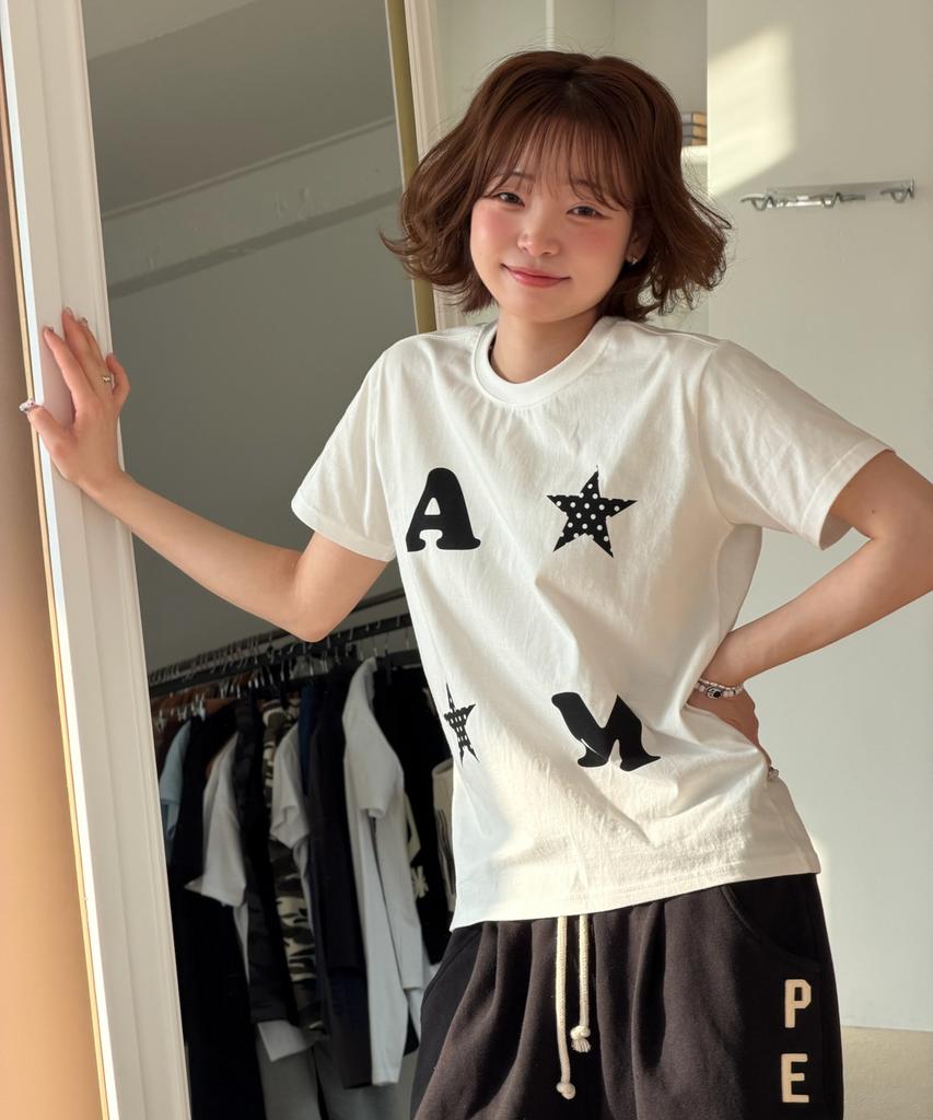 AMOU Am Star Half T-Shirts White