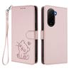 For Xiaomi Poco M7 Plus 5G/M7 4G (169mm) Wallet Case with Wrist Strap Love Cat Pattern Imprint Leather Phone Cover