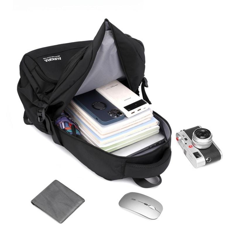 New Casual Large Capacity Multi-compartment Men's Backpack Simple Solid Color Primary School Students School Bag Lightweight Nylon Waterproof Rucksack