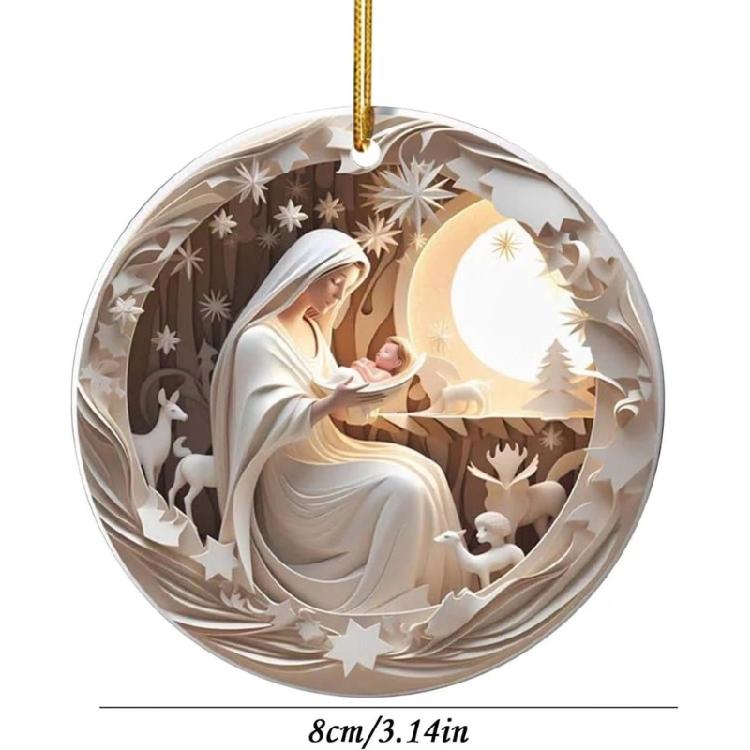 Elegant Acrylic Nativity Ornament Handmade Birth Hanging Ornament Accessory Enhancing Christmas Atmosphere