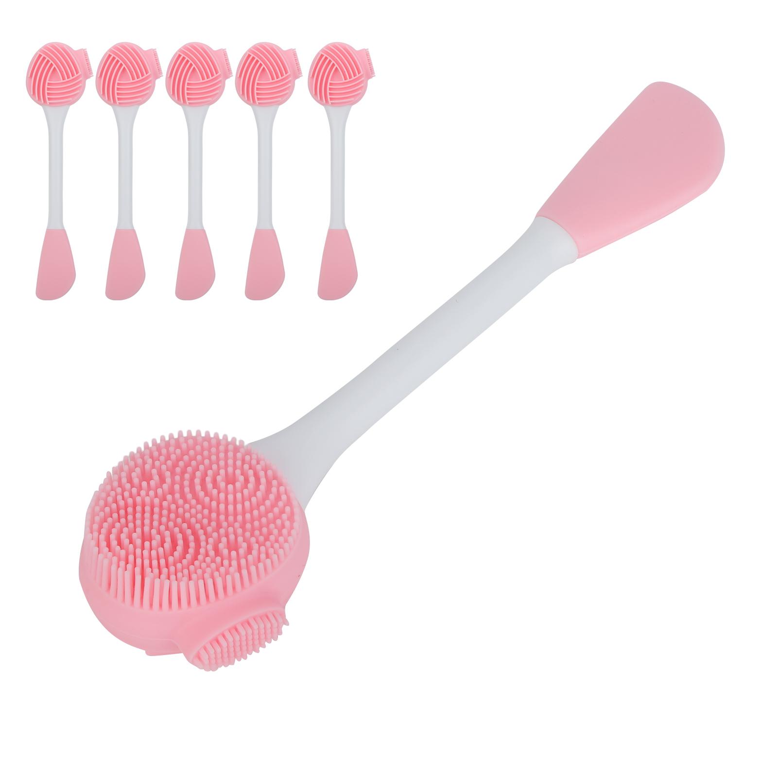 

5pcs Double Headed Face Cleansing Brush Silicone Facial Mud Mask Brush Applicator SetPink White