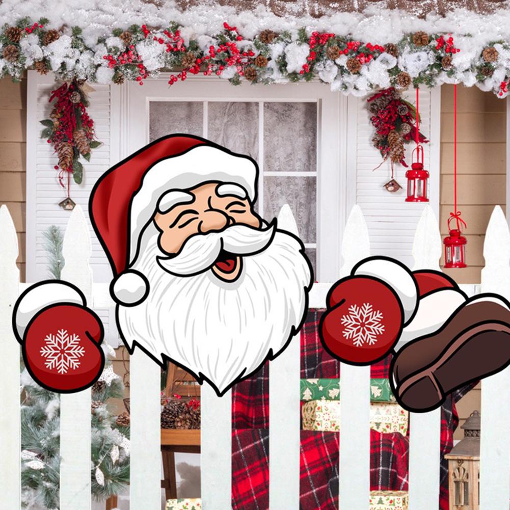 Christmas Fence Decoration DIY Garden Fence Sign Outdoor Xmas Decor Santa Clause