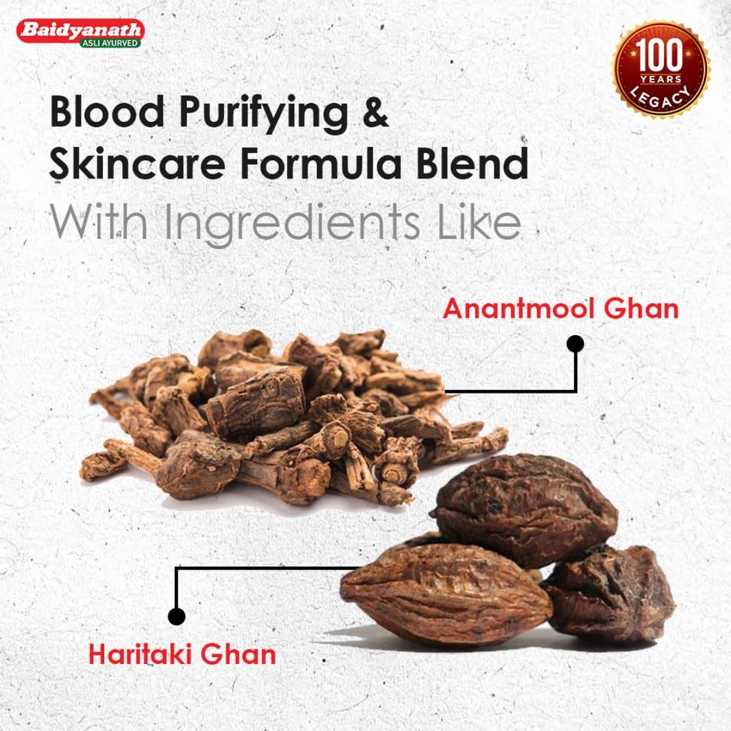 Baidyanath Anant Salsa Herbal Syrup 220 ml X Pack of 2 | Ayurvedic Blood Purifier for Clear Skin and Healthy Hair