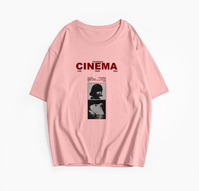 Hirsionsan Cinema Letter Printed T Shirt Women Summer Cotton