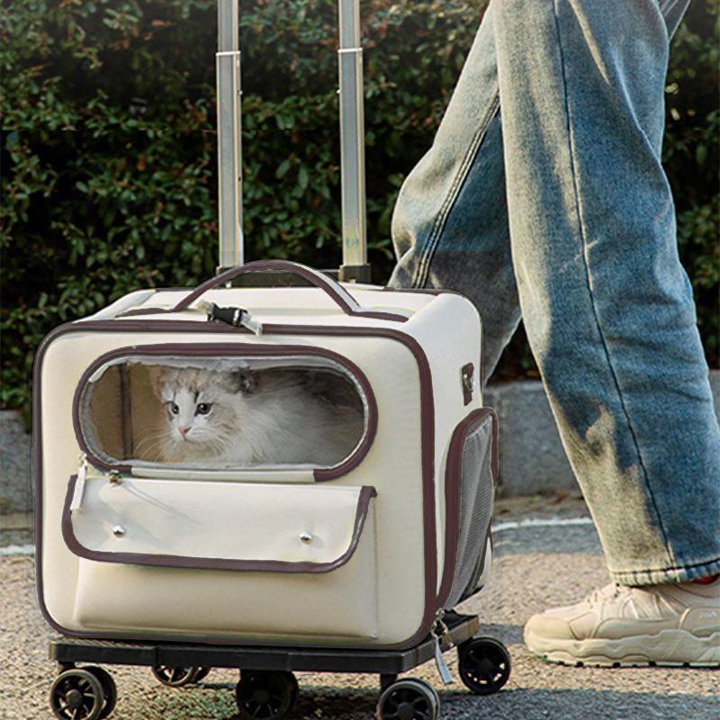 Large Capacity Pet Carrier Trolley Backpack: Portable Space Capsule for Cats & Dogs