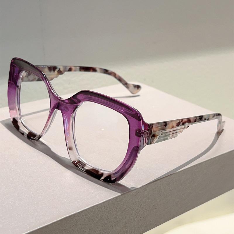 Fashion Leopard Splicing Color Large Frame Cat Eye Anti Blue Light Eyeglasses Men Women FULL Frame High Definition Eyewear