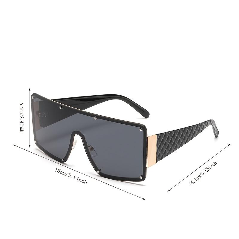 1pc Fashionable Oversized Square Glasses for Women, Metal Frame, Anti-Reflective PC Lens, Street Style Unisex Eyewear