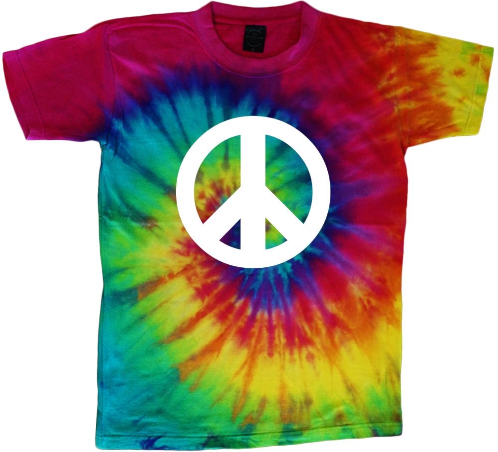 T-shirt tie dye segno della pace t-shirt tie dye simbolo della pace bianco maglietta tie dye