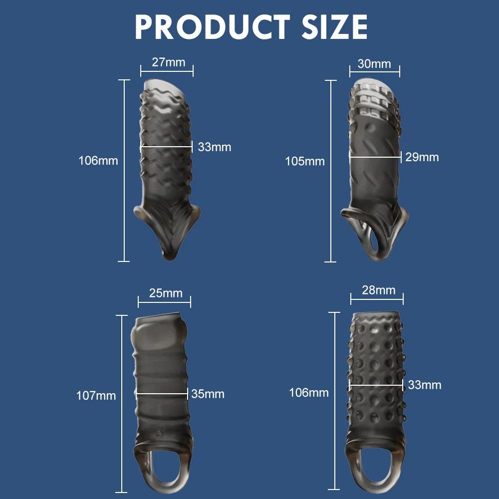 Reusable Delay Condom Sleeve Extension Dildo - Anal Plug for Men & Women, No Vibrator Adult Sex Toys