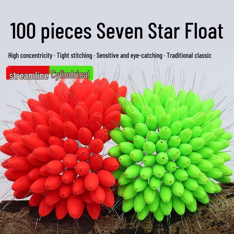 Seven-Star Cylindrical Fishing Floats - 100 Pieces 3#Streamlined All Red (50 Pieces)