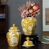 Retro Octagonal Jar Glazed Ceramic Vase Home Decor Decoration Creative Home Decor Accessories Vase Coffee Candy Storage Jar