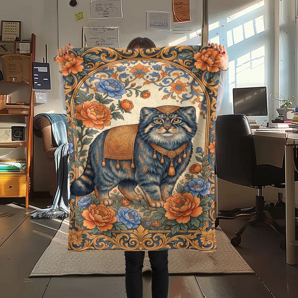 1 Stück Folk Art Druck Flanell Decke, Hohe Qualität, Bequem für Alle Jahreszeiten, Heimdekoration, Wärme und Komfort