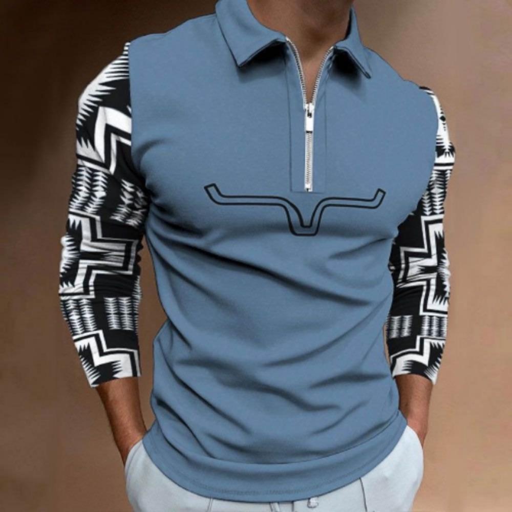 

Mens Zip Casual Men s Personalised 3D Digital Printed Long Sleeve Polo Shirt S