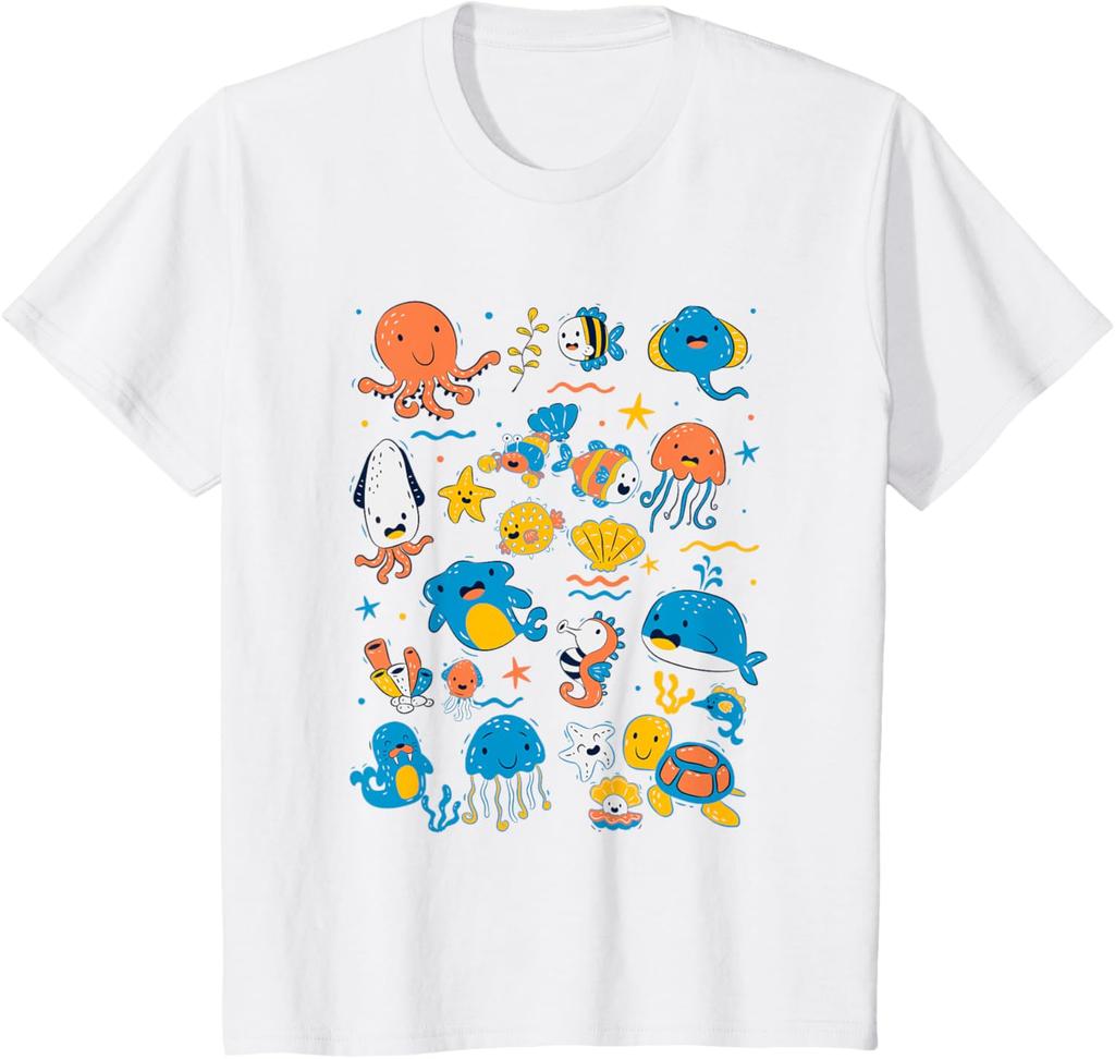Carini Animali Marini Bambini Creature Oceaniche Pesce Pagliaccio Maglietta