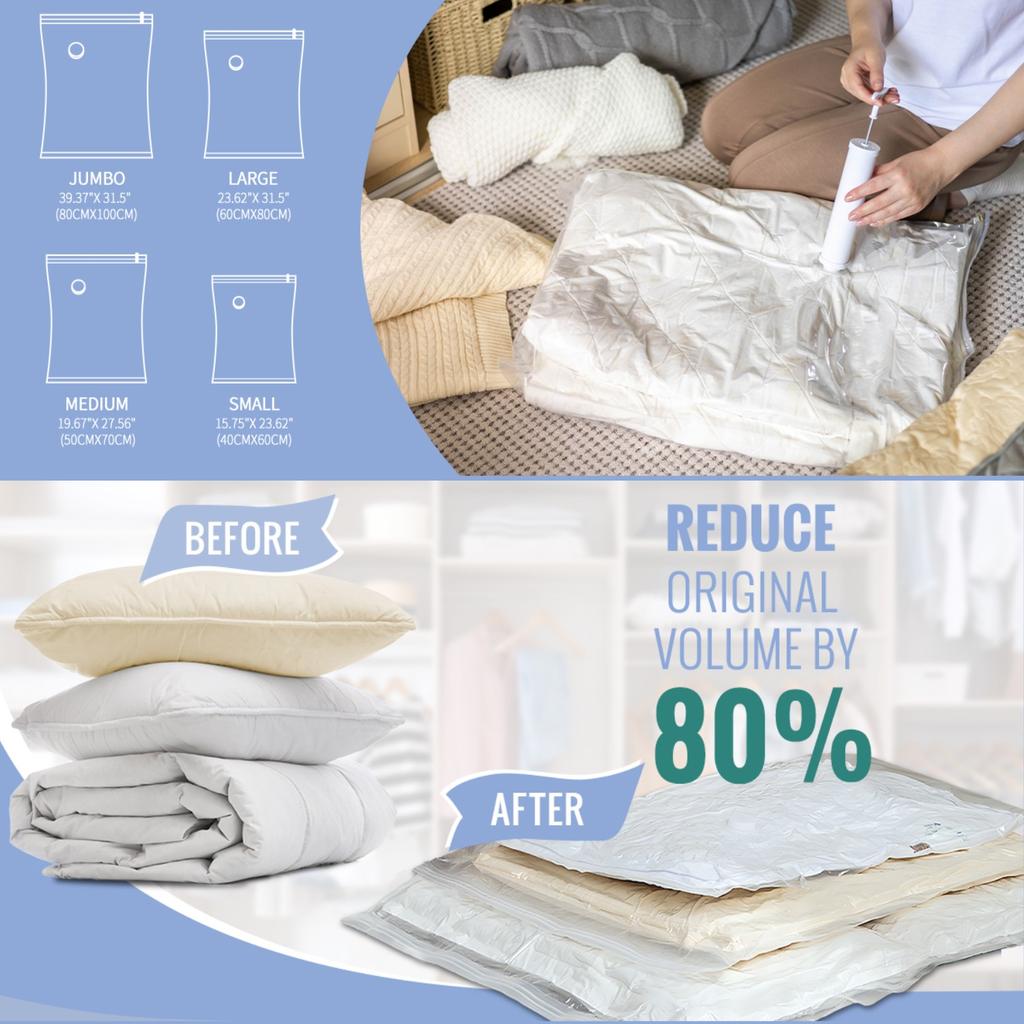 Multiple Sizes Vacuum Storage Bags with Pump Vacuum Sealed Bags for Organizer  Space Saver Bags For Clothes Clothing Organizer