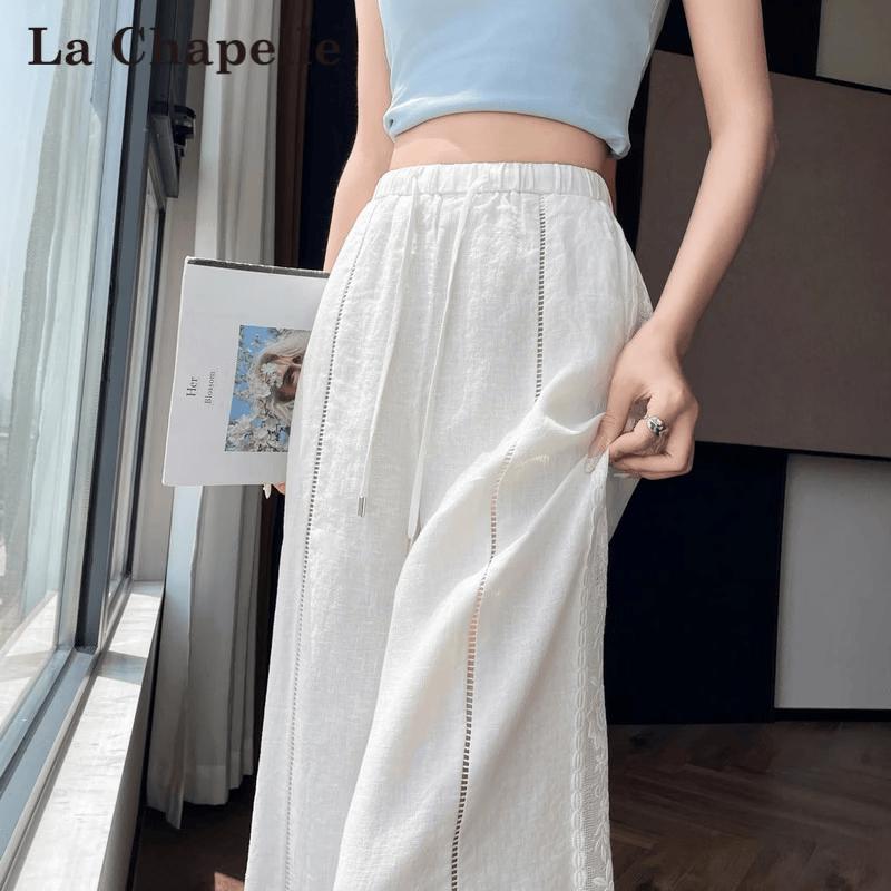 La Chapelle Women's Tencel Wide-Leg Denim Pants