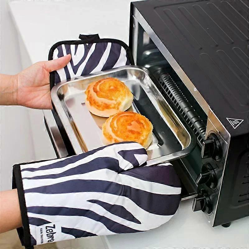 Oven Baking Gloves Microwave Oven Gloves with Mat High-temperature Resistant Gloves Kitchen Baking Tools Bakeware BBQ