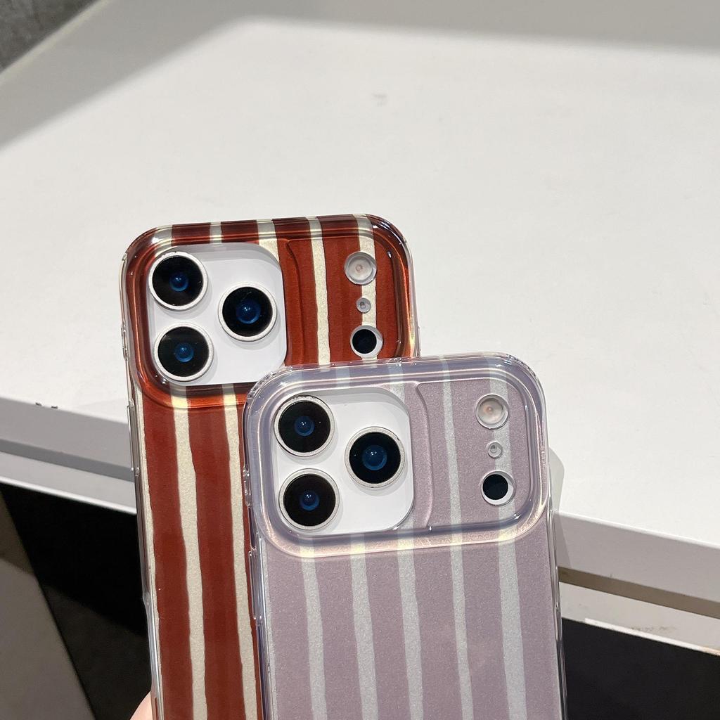 Niche Color Block Striped Half-Wrapped IMD Case for iPhone 17 Pro Max & Apple 16/14/15