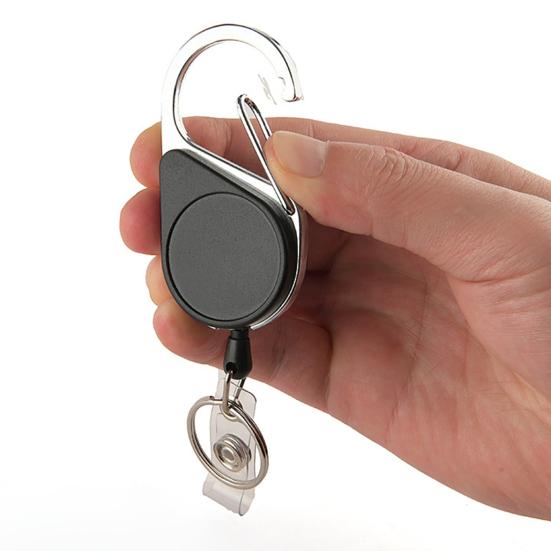 Retractable Keychain Heavy Duty Carabiner Key Chain Lightweight Impact Resistance Tactical ID Badge Reel Key Ring