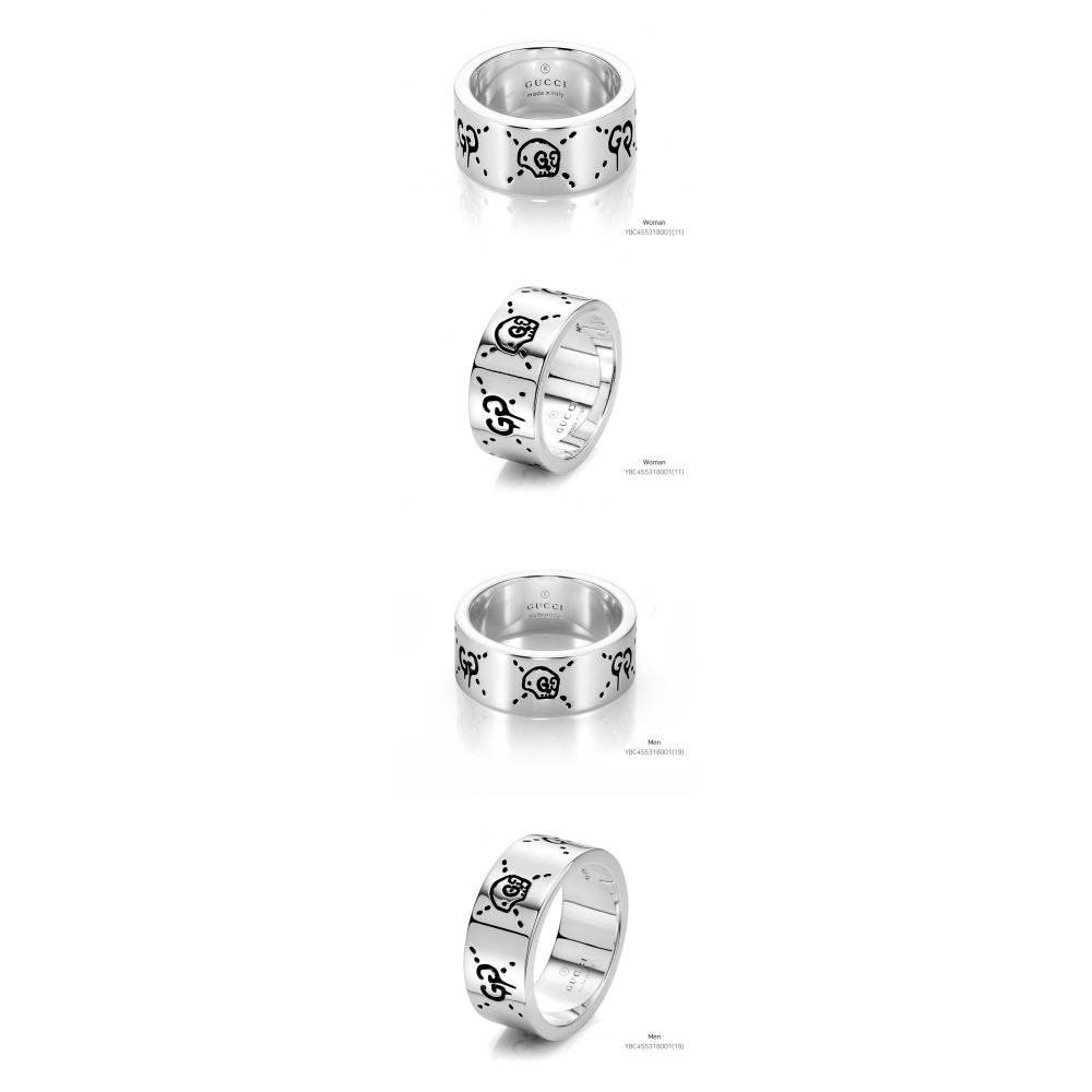 Gucci Ybc455318001  455318 J8400 0701  Ghost Skull 9mm Silver Ring