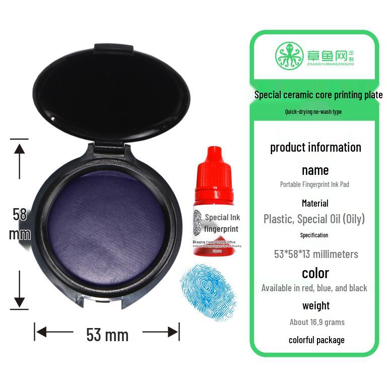 Quick-Drying Multi-Color Fingerprint Pad: Red, Blue & Black