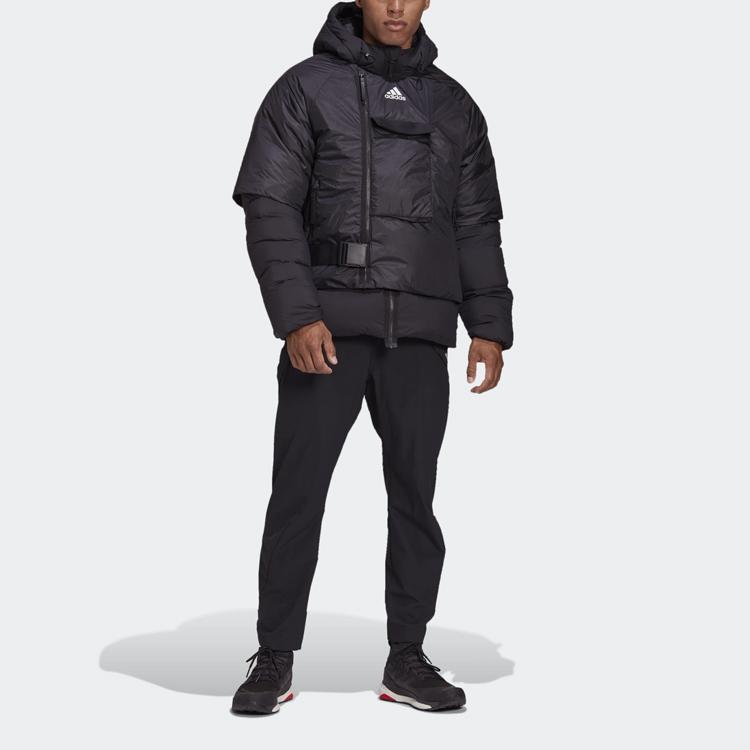 Adidas Detachable Hooded Insulated Waterproof Down Jacket Men Outerwear Black FT2421