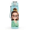 1PC Glasses Girl Reading Book Print 750ml Color Plastic Sports Water Bottle Leakproof Flip Straw Lid Suitable for Sports Office Home Use