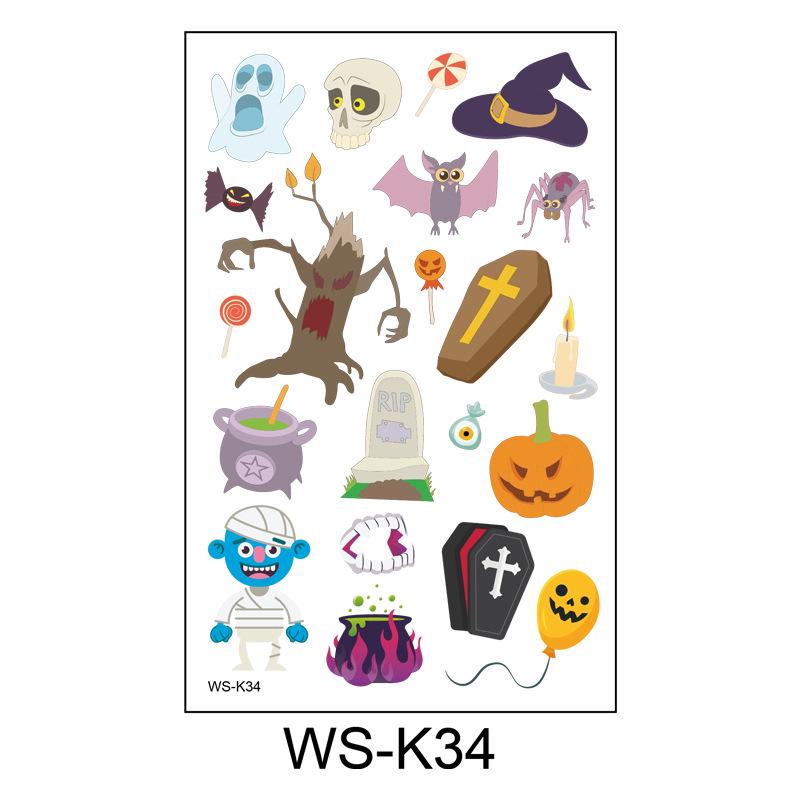 Waterproof Halloween Cartoon Tattoo Stickers for Kids - Pumpkin Magician Theme