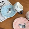 Creative Cute Cat Ceramic Coffee Mug with Saucer Set Unique Irregular Design Coffee Cup With Handle  for Latte Tea Milk 300ml
