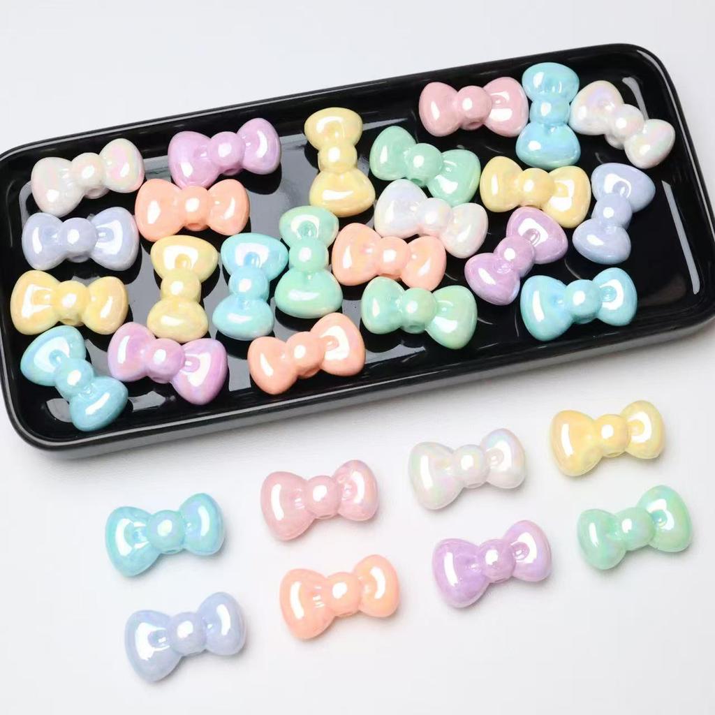 Colorful Electroplated AB Beads Bowtie DIY Phone Chain Lanyard Shoe Flower Accessory