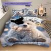 3pcs Polar Bear Bedding Set - Includes One Quilt Cover and Two Pillowcases (No Core) - Anime Cartoon Design, Festive Gift for Bedroom Decor