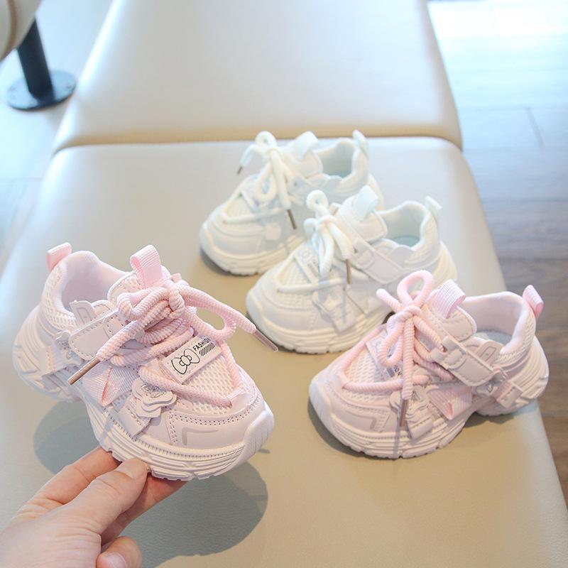 Girls Mesh Breathable Chunky Sneakers Lightweight Sweet Casual Shoes For Kindergarten Spring Autumn Outdoor Running Trainers