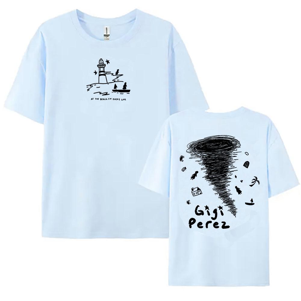Y2K Gigi Perez Twister Camiseta Preta 2025 LP Na Praia, Em Toda Vida Camisetas Gráficas Unissex Streetwear Unisexga Curta Camisetas