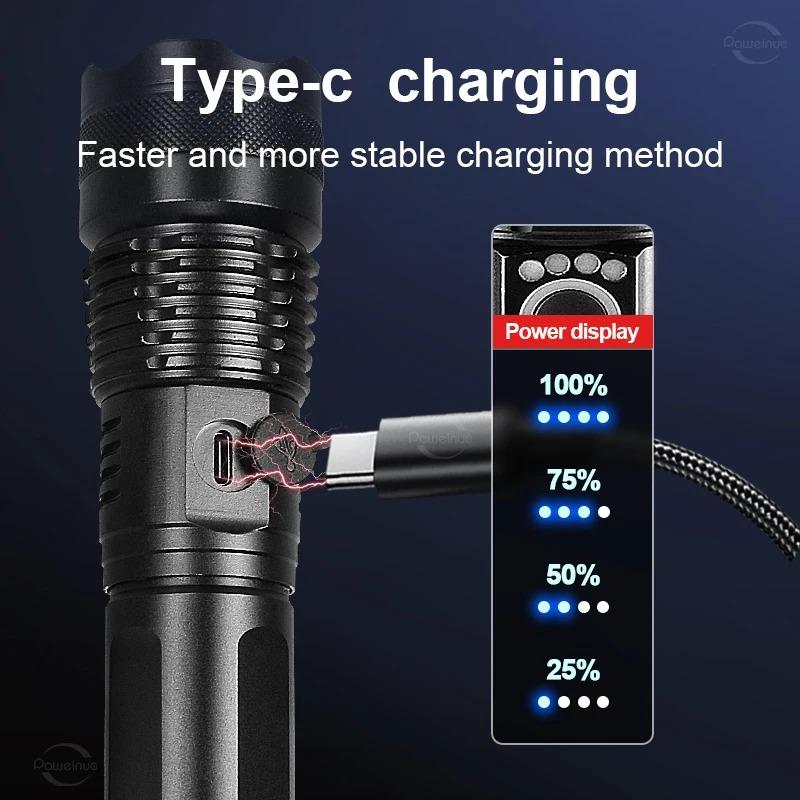 Most Powerful XHP50 LED Flashlight 18650 Rechargeable USB Torch Light Flashlights High Power Long Range Tactical Lantern