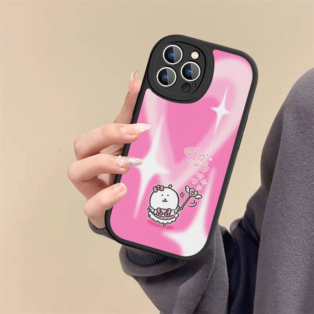 Cute Joke Bear Leather Phone Case For IPhone 16 16e 15 14 13 12 11 Pro Max Plus Mini Cover