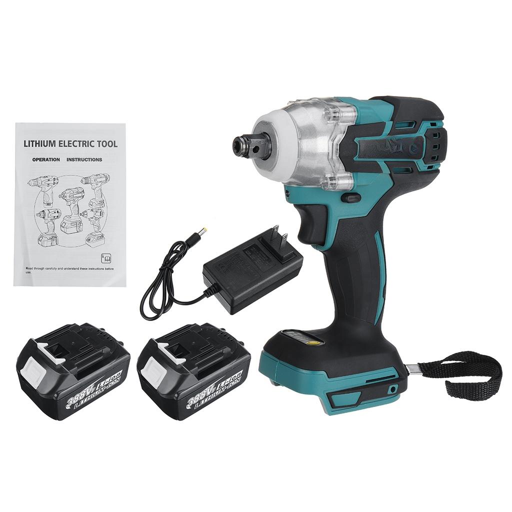 800N.m 388VF 4 Gear Brushless Cordless Electric Impact Wrench Screwdriver 1/2 Inch Wrench for Makita Battery