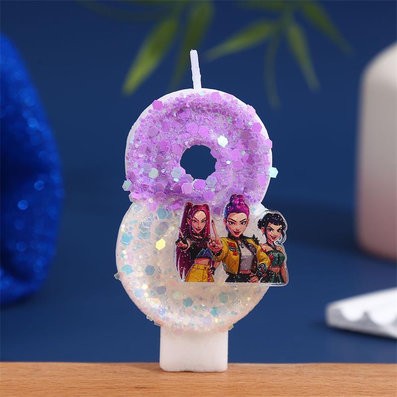 Nová Kpop Anime Démoni Lovci Téma 3D Digitální Svíčka Ozdoba na Narozeninový Dort Číslo 0-9 Svíčka Dětská Párty Doplněk Pomůcka Dárek
