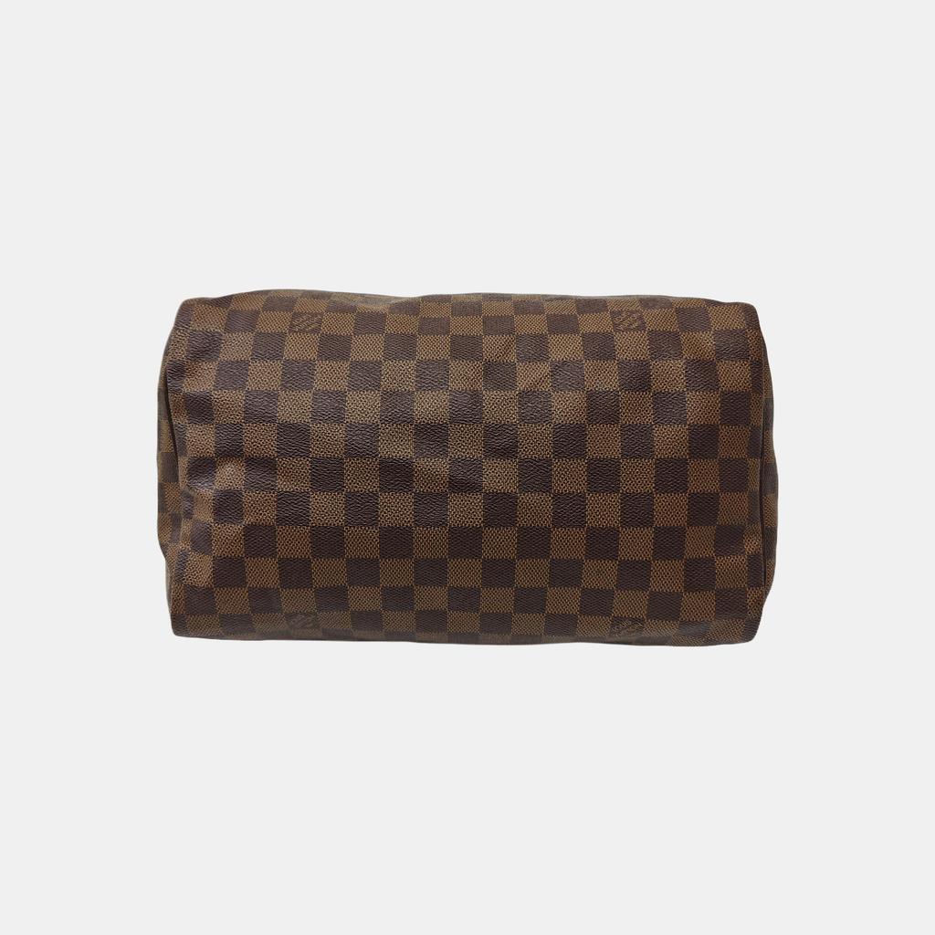 [Pre-Owned] Speedy 30 Checkered Zipper Closure Coated Canvas With Leather Trim Handbag - Good #BHOOEM