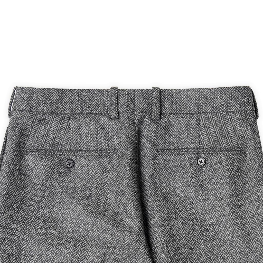 Bancheu Herringbone Tweed Wool Trousers - Grey