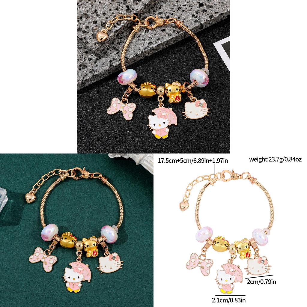 Hello Kitty Jewelry Bracelet With Zinc Alloy Charm For Gift Giving